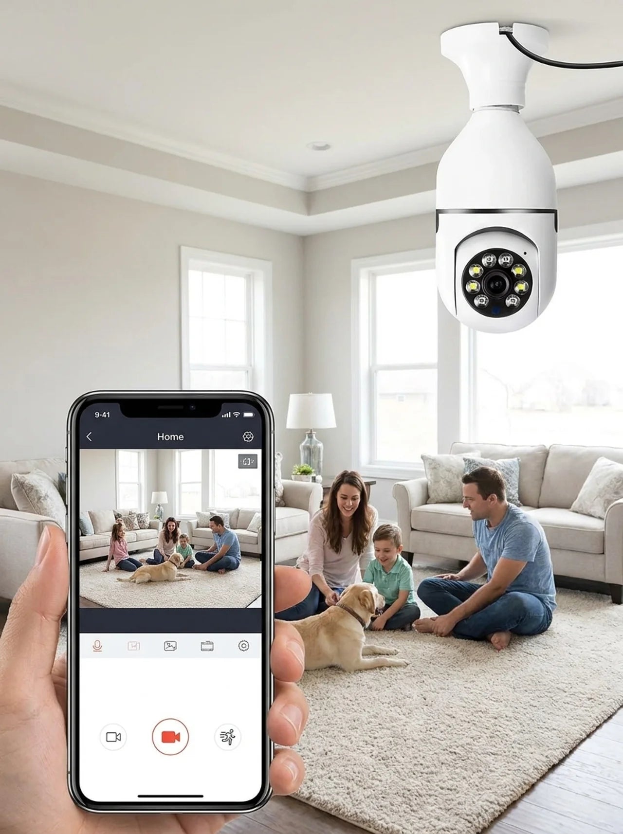 Cámara de Seguridad WiFi Tipo Bombilla 360° HD con Visión Nocturna