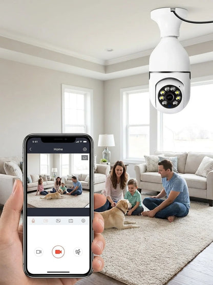 Cámara de Seguridad WiFi Tipo Bombilla 360° HD con Visión Nocturna