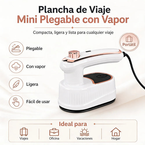 Plancha de Viaje Mini Plegable Con Vapor