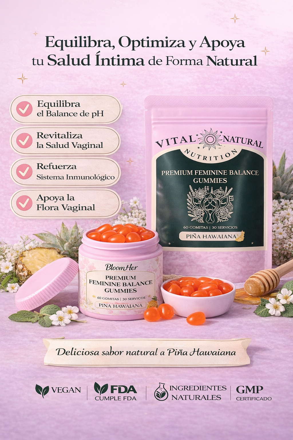 Gomitas para el equlíbrio femenino ph (60 gominolas) Tu Bienestar al Completo