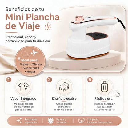 Plancha de Viaje Mini Plegable Con Vapor