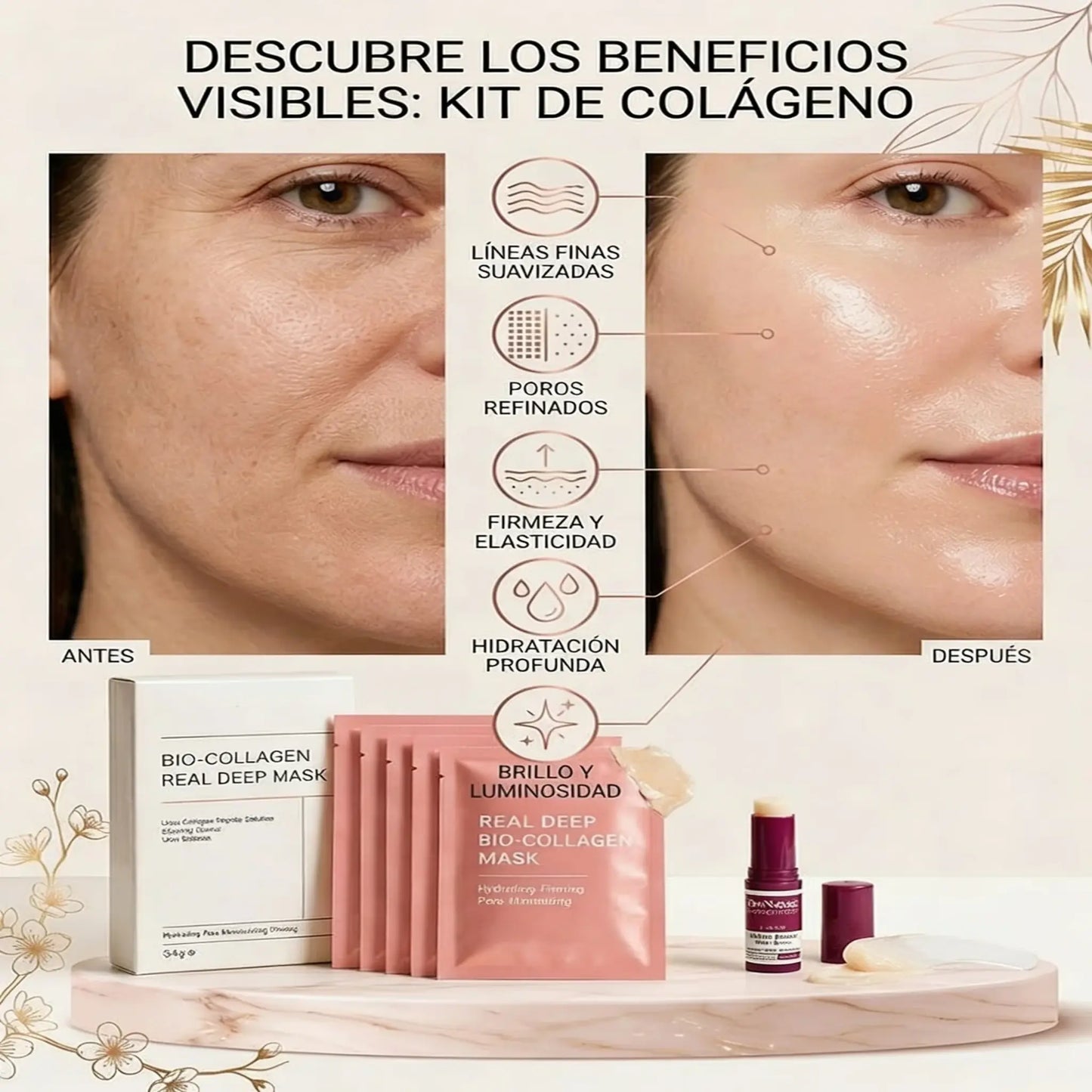 KIT DE COLAGENO (Balsamo Colágeno + 5 Mascarillas Biocolágeno)