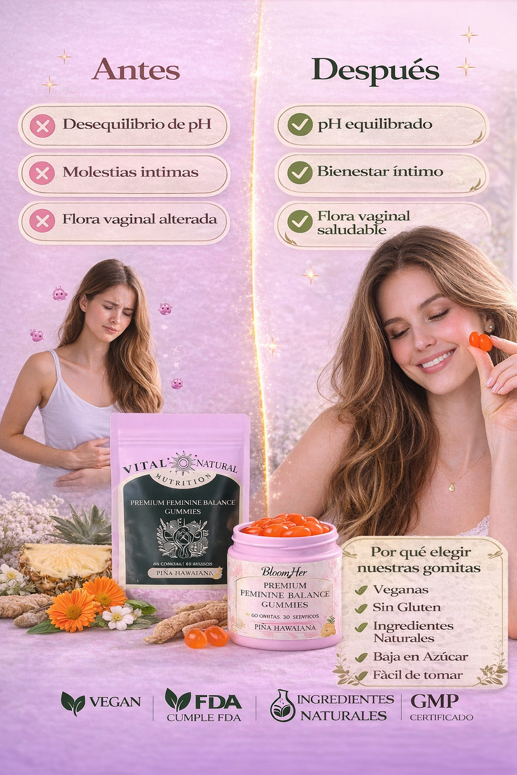 Gomitas para el equlíbrio femenino ph (60 gominolas) Tu Bienestar al Completo