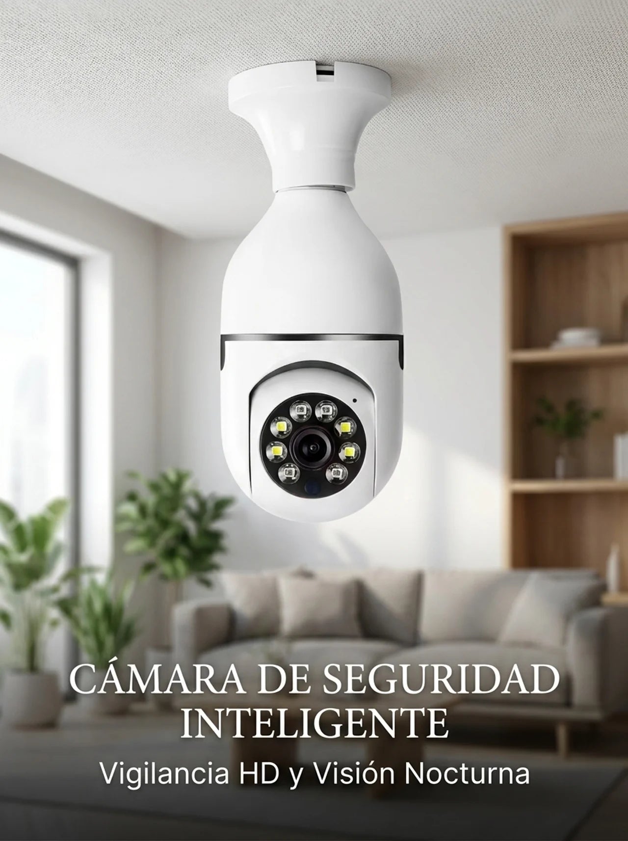 Cámara de Seguridad WiFi Tipo Bombilla 360° HD con Visión Nocturna