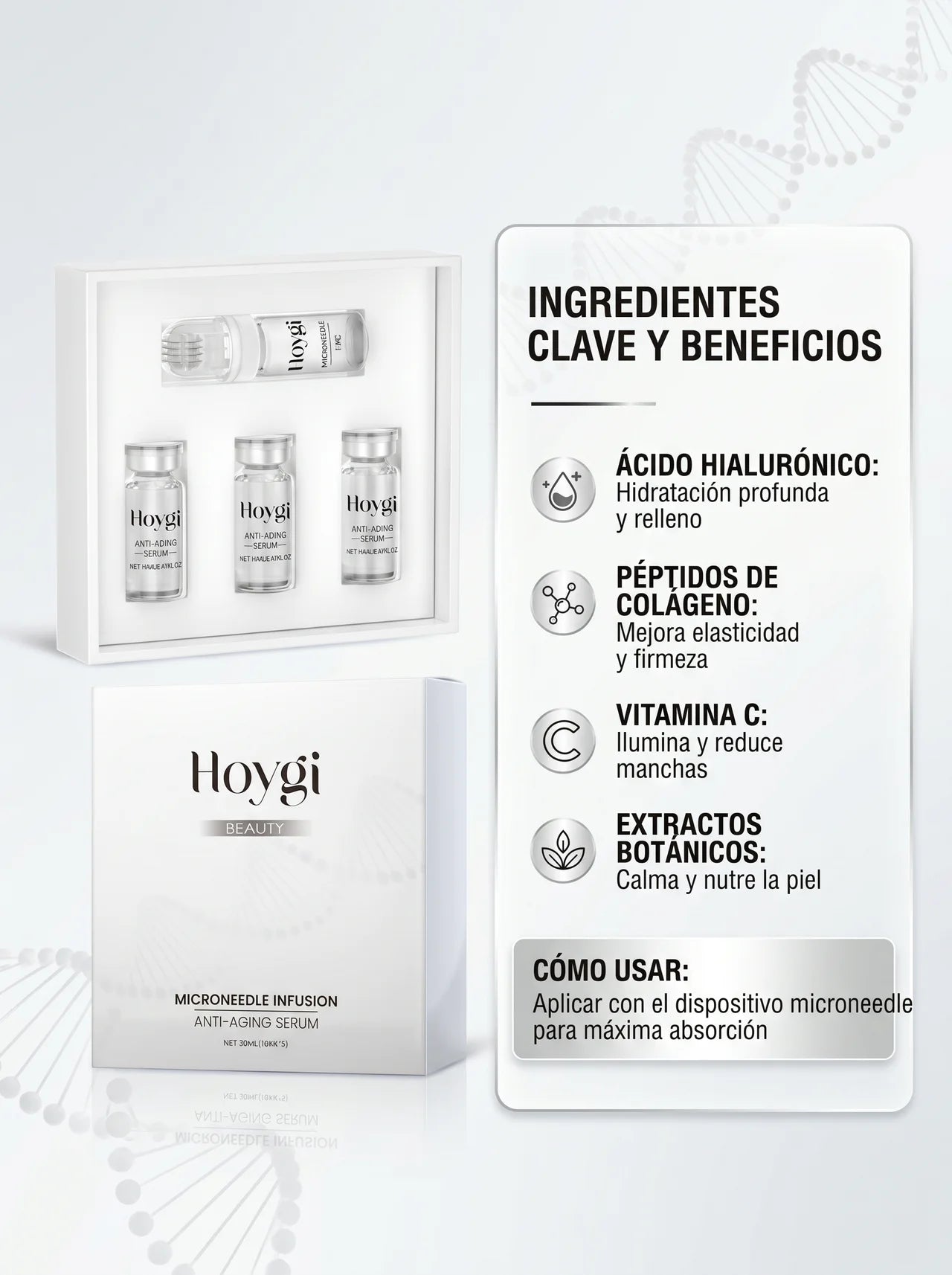 SET SÉRUM ANTIEDAD CON MICROAGUJAS 3X10ML. HOYGI
